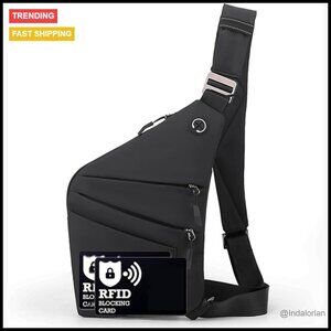 Anti Theft Crossbody Bag Multi Pocket RFID Blocking Adjustable Shoulder Sling